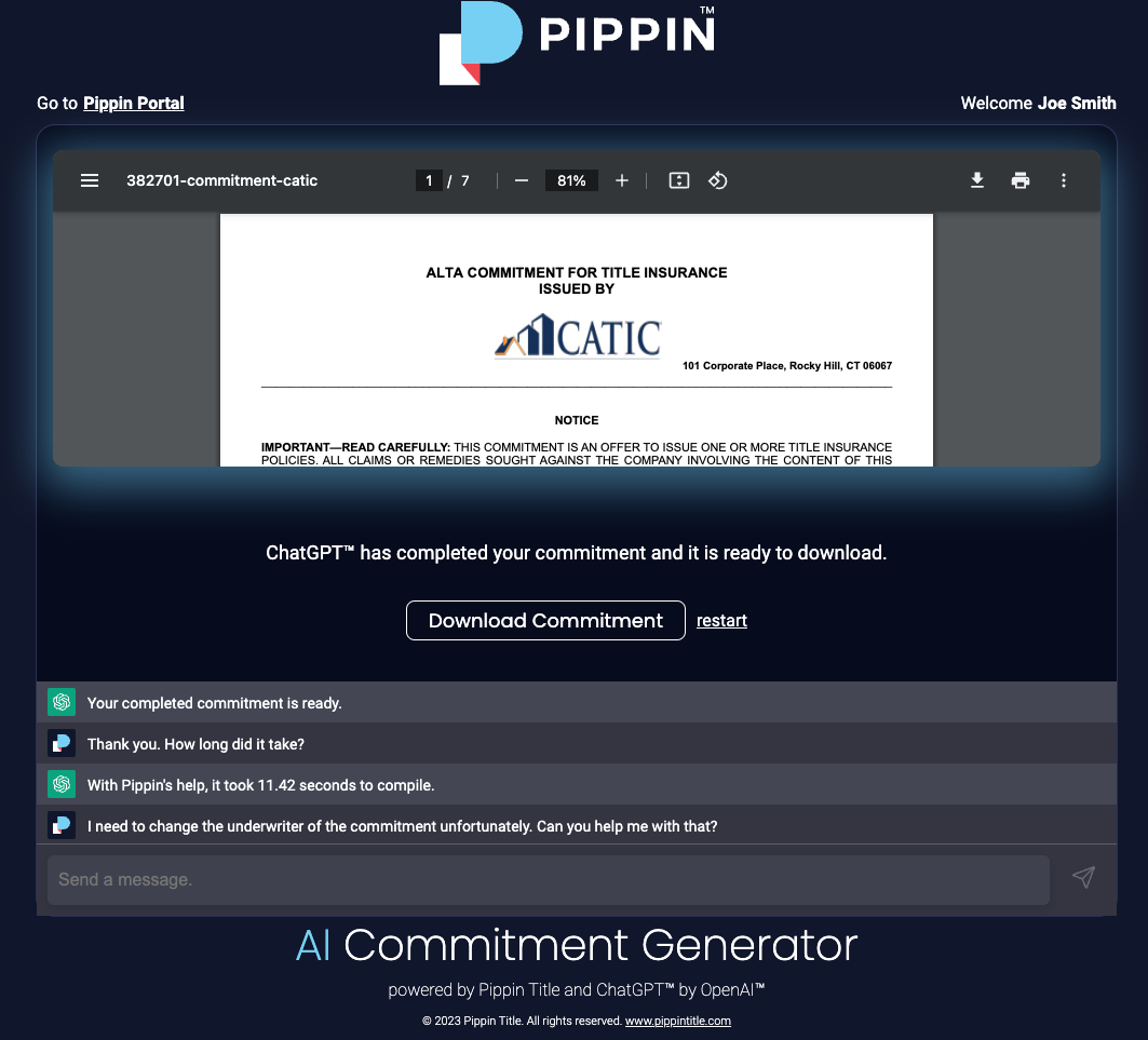 Pippin AI Commitment Generator